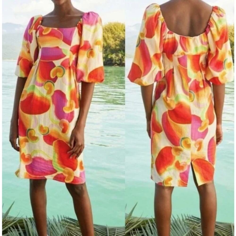 Farm Rio Cashew Juice print midi dress size L - Picture 5 of 10